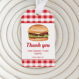 Hamburger on Red Gingham Birthday Vielen Dank Geschenkanhänger