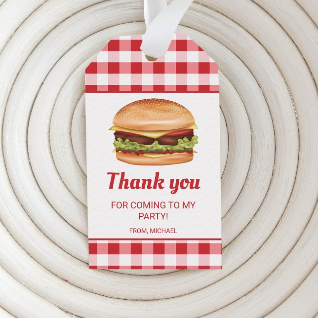 Hamburger on Red Gingham Birthday Vielen Dank Geschenkanhänger (Von Creator hochgeladen)