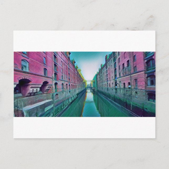 Hamburger Speicherstadt Artwork Postkarte (Vorderseite)