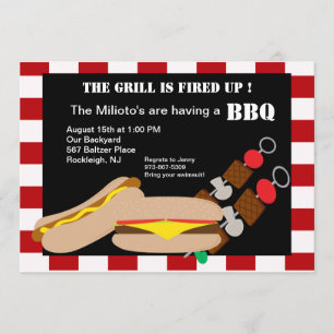 Hamburger u. Würstchen mit Kabobs-Grill-Einladung Einladung