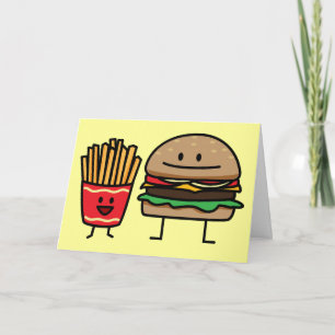 Hamburger und Fries Fastfood-Knospen gebraten scha Dankeskarte
