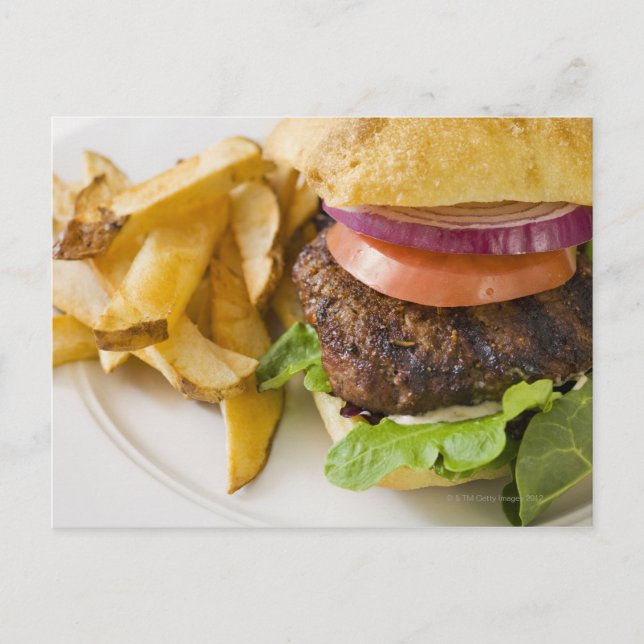 Hamburger und Fries Postkarte (Vorderseite)
