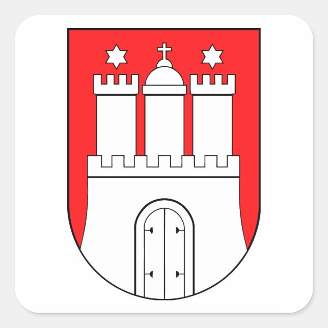 Hamburger Wappen Quadratischer Aufkleber (Vorderseite)