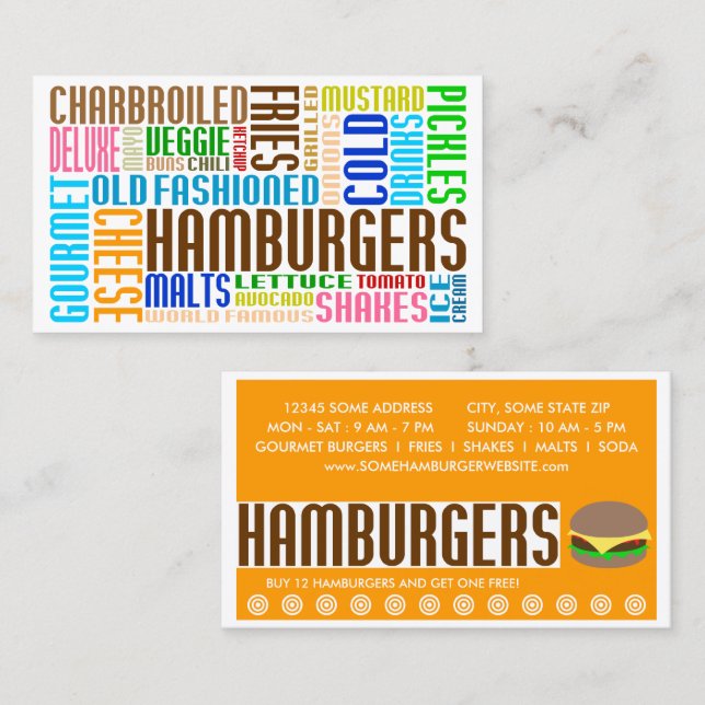 Hamburger Word Web Treuekarte (Vorne/Hinten)