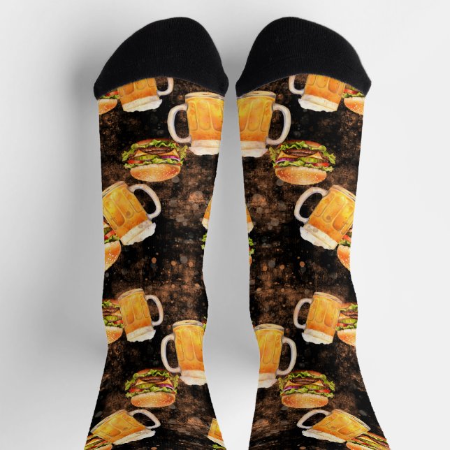 Hamburgerbier auf dunkel gesprenkelt socken (Oben)