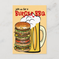 Hamburgers et invitation de partie d'amusement