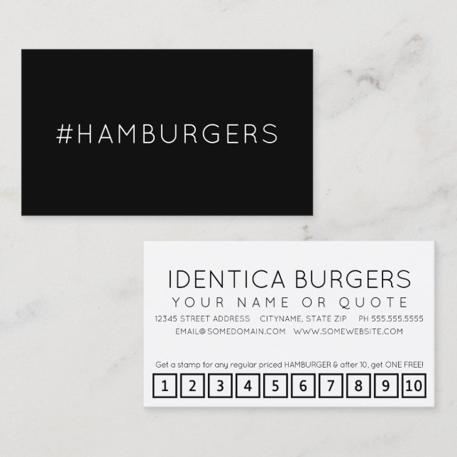 #HAMBURGERS Hashtag Loyalitätskarte Treuekarte (Vorne/Hinten)