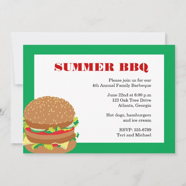 Hamburgers - invitations de partie de BBQ (Devant)