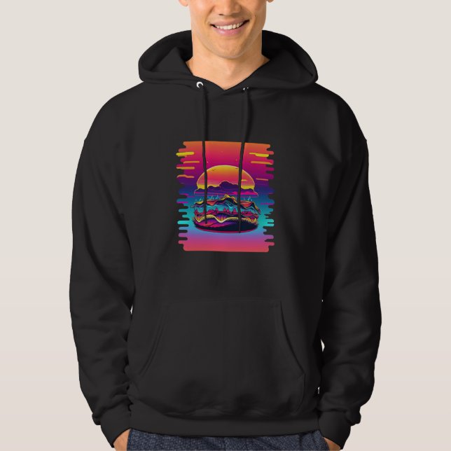 Hamburgers Synthwave 80s Retrowave Aesthetic Hoodie (Vorderseite)