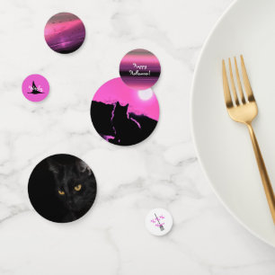 HAMbWG - Confetti de table - Chat d'Halloween rose