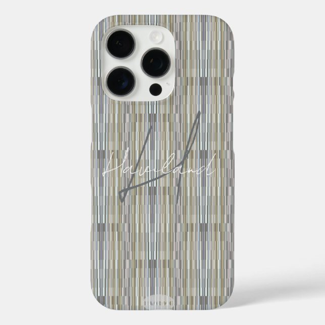 HAMbWG Gray Gold Gradient Monogram iPhone 16 Pro Hülle (Rückseite)