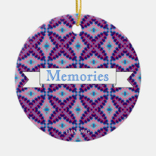HAMbWG - Lila, rosa, blaue Macrame der 1970er Jahr Keramikornament