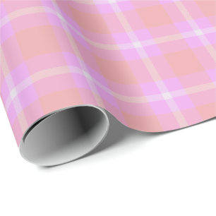 HAMbWG Matte Wrapping Paper - Pink/Peach Tartan Geschenkpapier