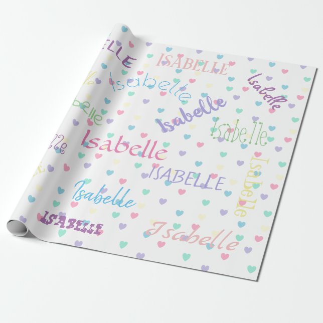 HAMbWG Pastel Hearts Personalizable Geschenkpapier (Ungerollt)