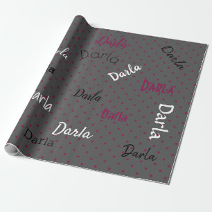 HAMbWG Personalisiert Polka Dot Gray und Raspberry Geschenkpapier