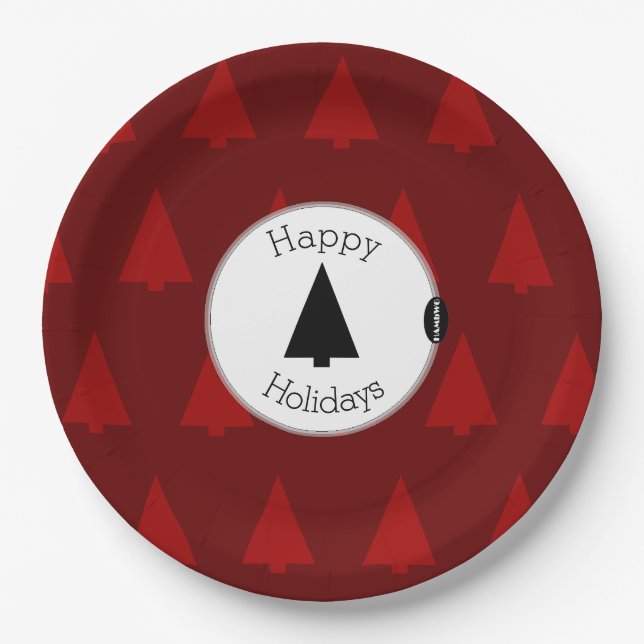 HAMbWG Red Christmas Trees Dinner Plate Pappteller (Vorderseite)