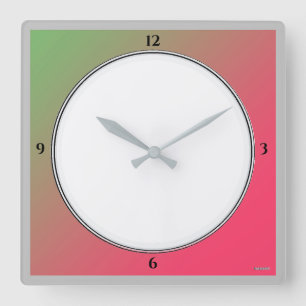 HAMbWG Rosa, grün, weiß und schwarz - Wall-Uhr Quadratische Wanduhr