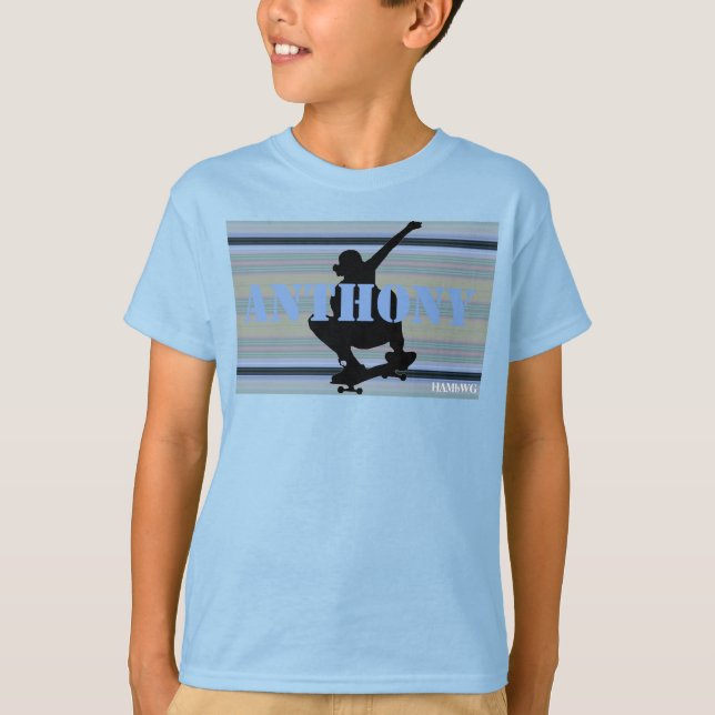 HAMbWG - T Shirt - Silberblaue Skateboarder (Vorderseite)