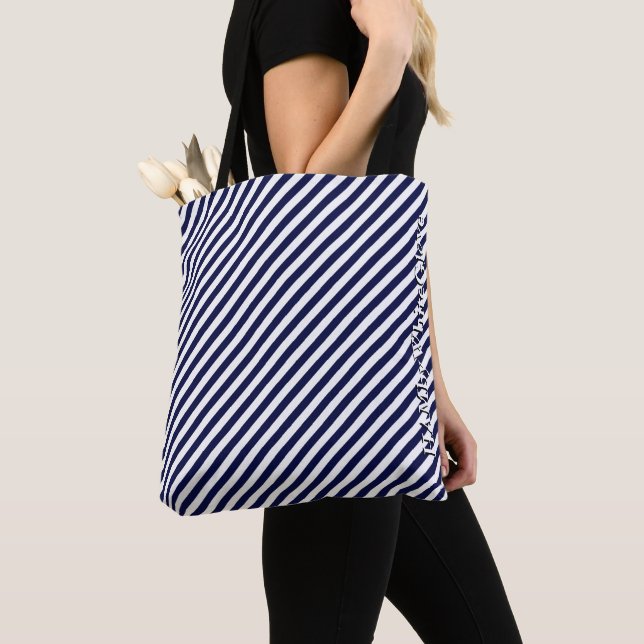 HAMbWG Tote Bag - Klassische Marine und Weiße Stre Tasche (Von Nahem)