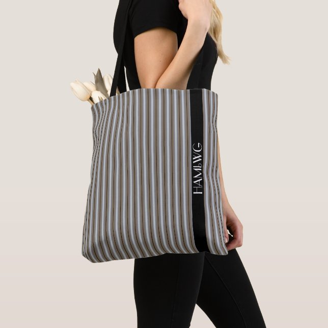 HAMbWG - Tote Bag - Perlfarbener Streifen Tasche (Von Nahem)
