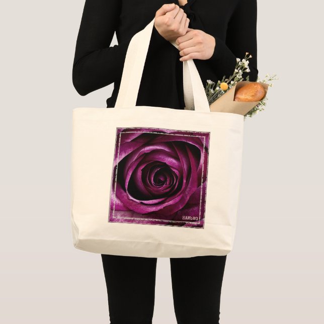 HAMbWG - Tote Bag - Rose mit gestrichenen Himbeere Jumbo Stoffbeutel (Vorderseite (Produkt))