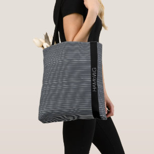 HAMbWG - Tote Bag - Schwarze und weiße, feine Lini Tasche