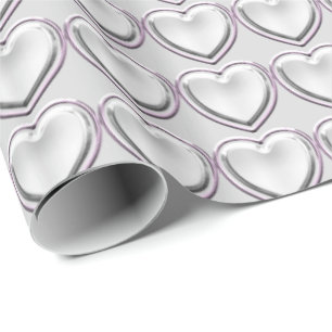 HAMbWG Wrapping Paper - Silver Hearts w/Lght pnk Geschenkpapier