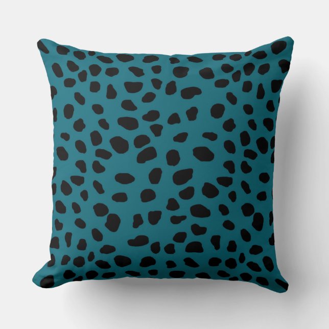 HAMbyWG Aquamarin Blue & Black Leopard Print Kissen (Vorderseite)