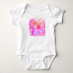 HAMbyWG - Baby Bright, Soft Pink Hawaiin Hibiskus Strampler
