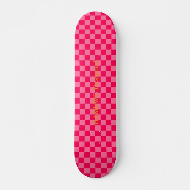 HAMbyWG Designed - Saketeboard - Pink Schachbrett Skateboard (Vorne)