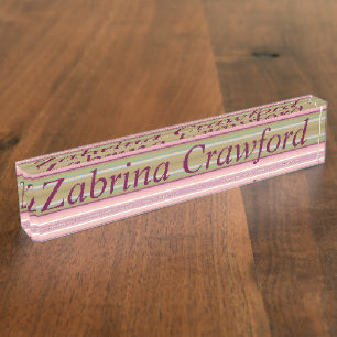 HAMbyWG - Desk Namplate - Lebhafte Sage/Rose Namensplakette