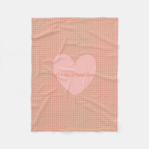 HAMbyWG - Fleece Blanket - Peach Gingham w heart
