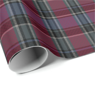 HAMbyWG - Gift Wrap - 30x6 Maroon/Steel Kariert Geschenkpapier