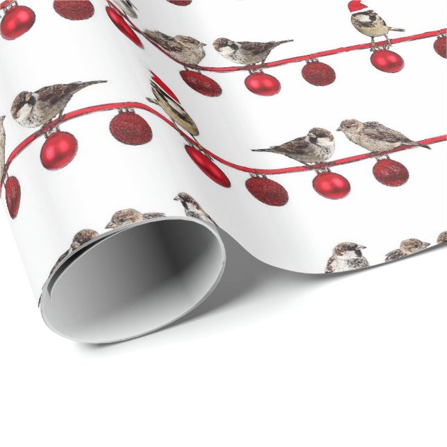 HAMbyWG - Gift Wrap - Sparrows & Christmas Bulbs Geschenkpapier (Rolleneckpunkt)