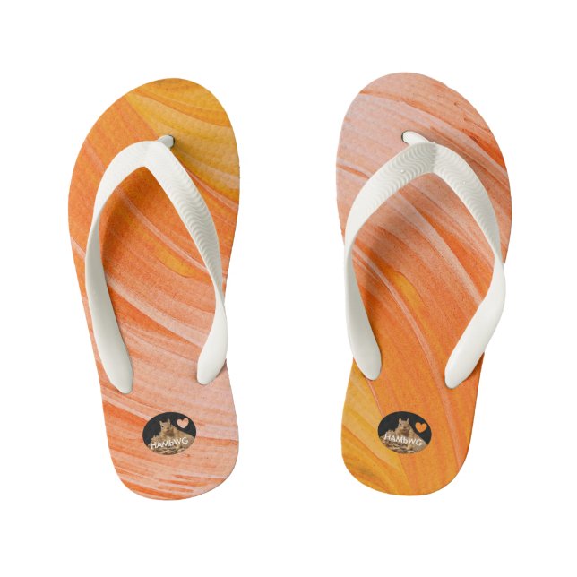 HAMbyWG Girls Flip-Flops - Orangy Swirl Kinderbadesandalen (Fußbett)