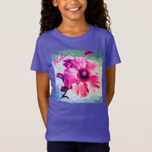 HAMbyWG - Girls Lila Hawaiin-Hibiskus T-Shirt