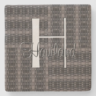 HAMbyWG Gray Woven Design - Monogramm Steinuntersetzer