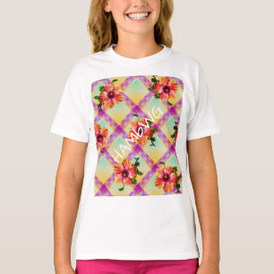 HAMbyWG Hawaiin Hibiskus Aloha Karierte Blume T-Shirt