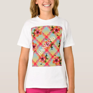 HAMbyWG Hawaiin Hibiskus Aloha Karierte Blume T-Shirt