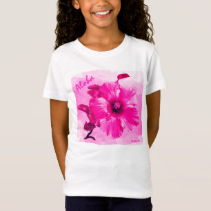 HAMbyWG - Hibiskus von Girl's Bright Pink Hawaiin T-Shirt