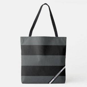 HAMbyWG - LG Tote Bag - Logo "Black & Gray Stripe Tasche