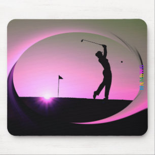 HAMbyWG - Maus Pad - Frau Golfer bei Dämmerung Mousepad