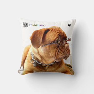 HAMbyWG Novelty Bulldog mit Brillenwürfelpilz Kissen