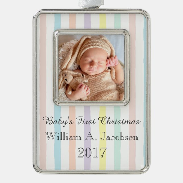 HAMbyWG - Ornament - Pastellstreifen Rahmen-Ornament Silber (Vorderseite)
