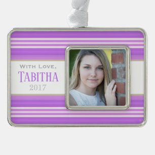 HAMbyWG - Ornament - violette Streifen Rahmen-Ornament Silber