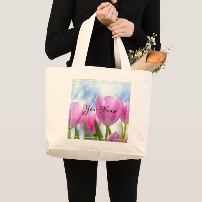 HAMbyWG - Pink Tulips Jumbo Stoffbeutel (Vorderseite (Produkt))
