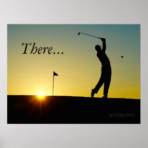 HAMbyWG - Poster - Golfer im Sonnenuntergang