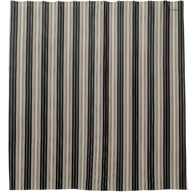 HAMbyWG - Rideau de douche - Bande beige et noire (Devant)