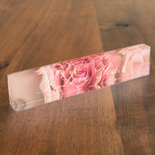 HAMbyWG Schreibtisch Namensschild - Pfirsich-Rose  Namensplakette