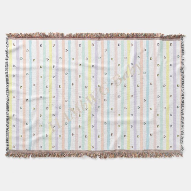 HAMbyWG - Throw Blanket - Pastel Lines & Herz Decke (Vorderseite)